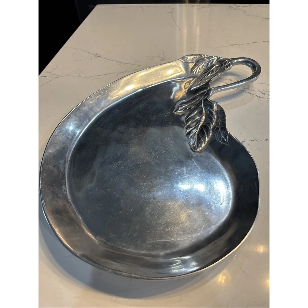 Vintage EUROCRAFT, INC Silver Plate 16X11 Pattern Oval Platter Tray Leaves Heavy